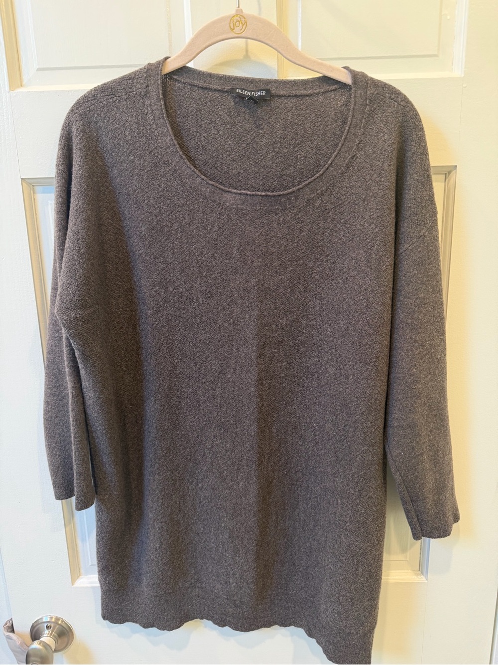 Eileen Fisher Charcoal Scoop-Neck Knit Sweater